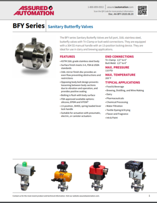 ASSURED BFY CATALOG BFY SERIES: SANITARY BUTTERFLY VALVES